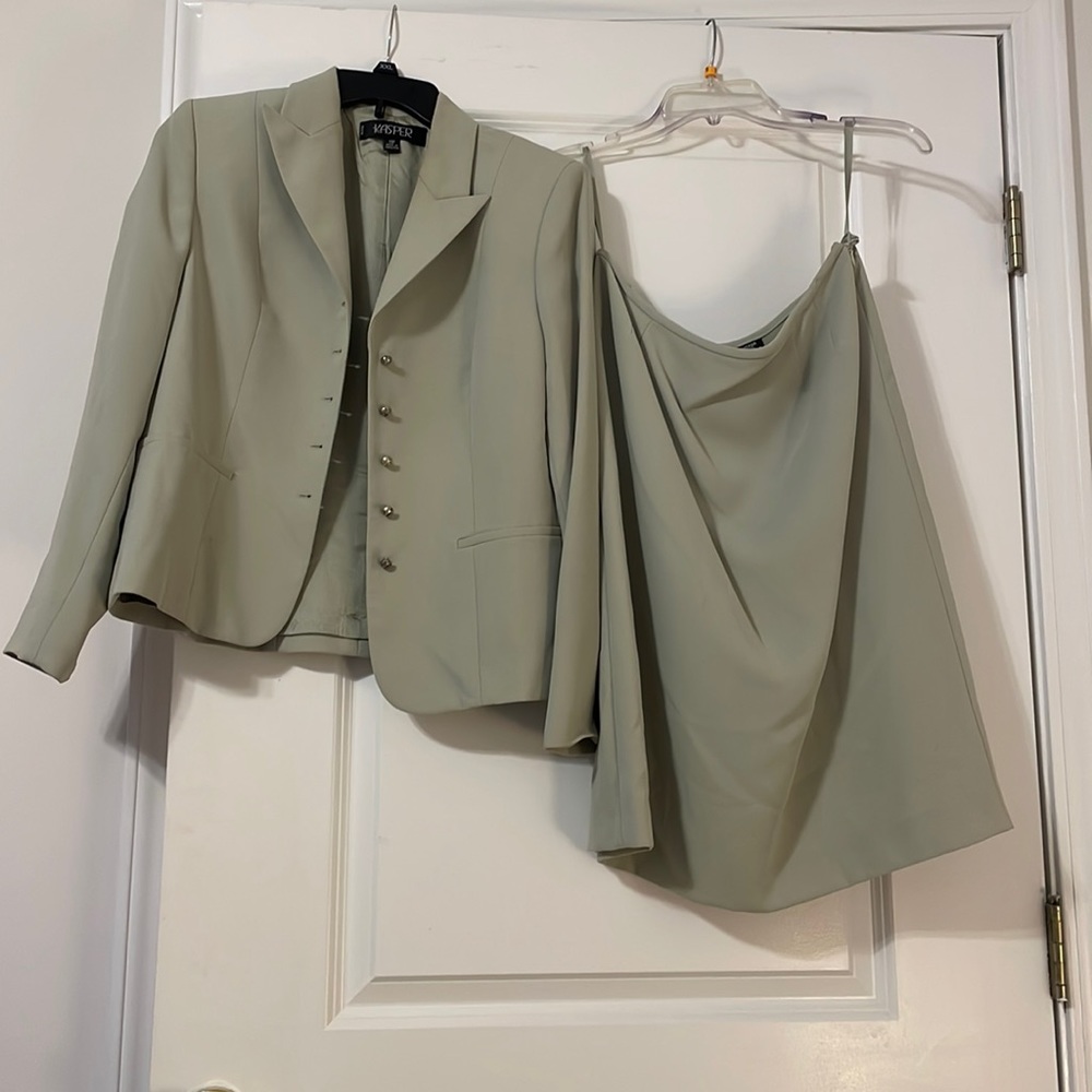 Green blazer and skirt set